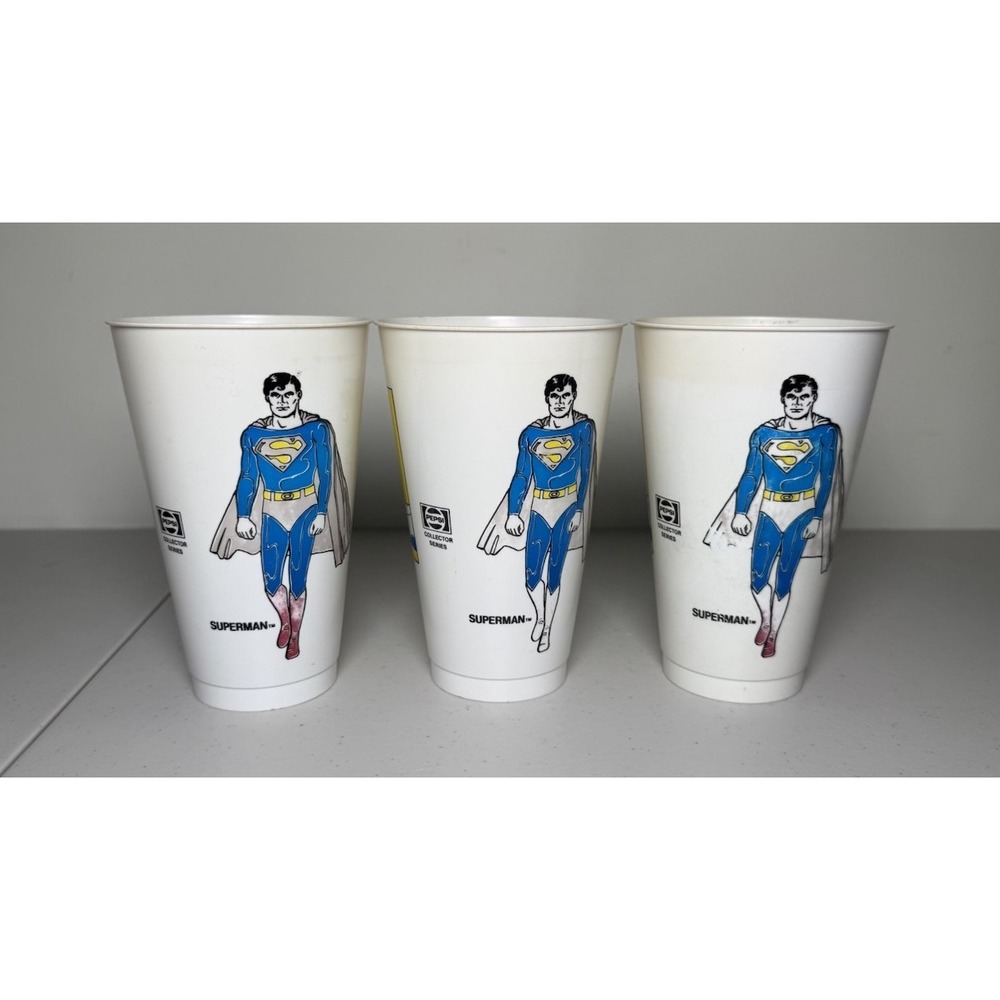 1978 Superman The Movie Plastic Pepsi 3 pc Cup Set Vintage - Picture 3 of 3